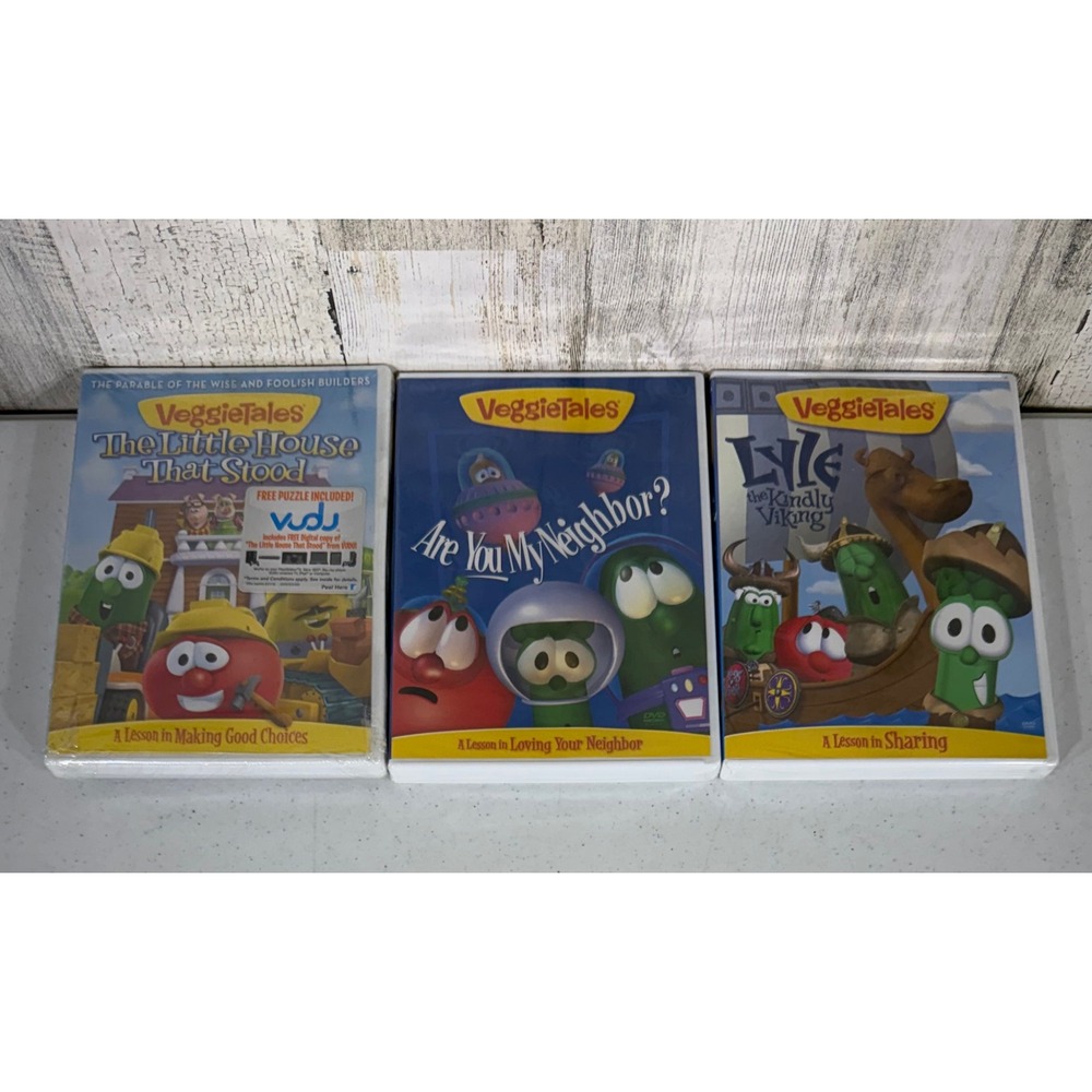 VeggieTales DVD Lot 3 Lessons Set Faith Based Christian Moral Media New Sealed